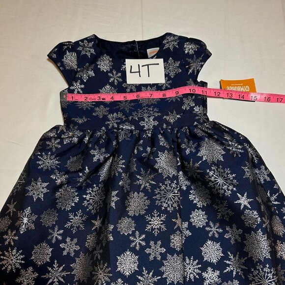 Gymboree Girls Blue Silver Snowflake Short Cap Sleeves Dress NWT Silent Night - Picture 10 of 13